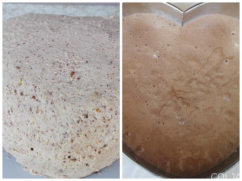 Kolaž pripreme torte sa lešnicima