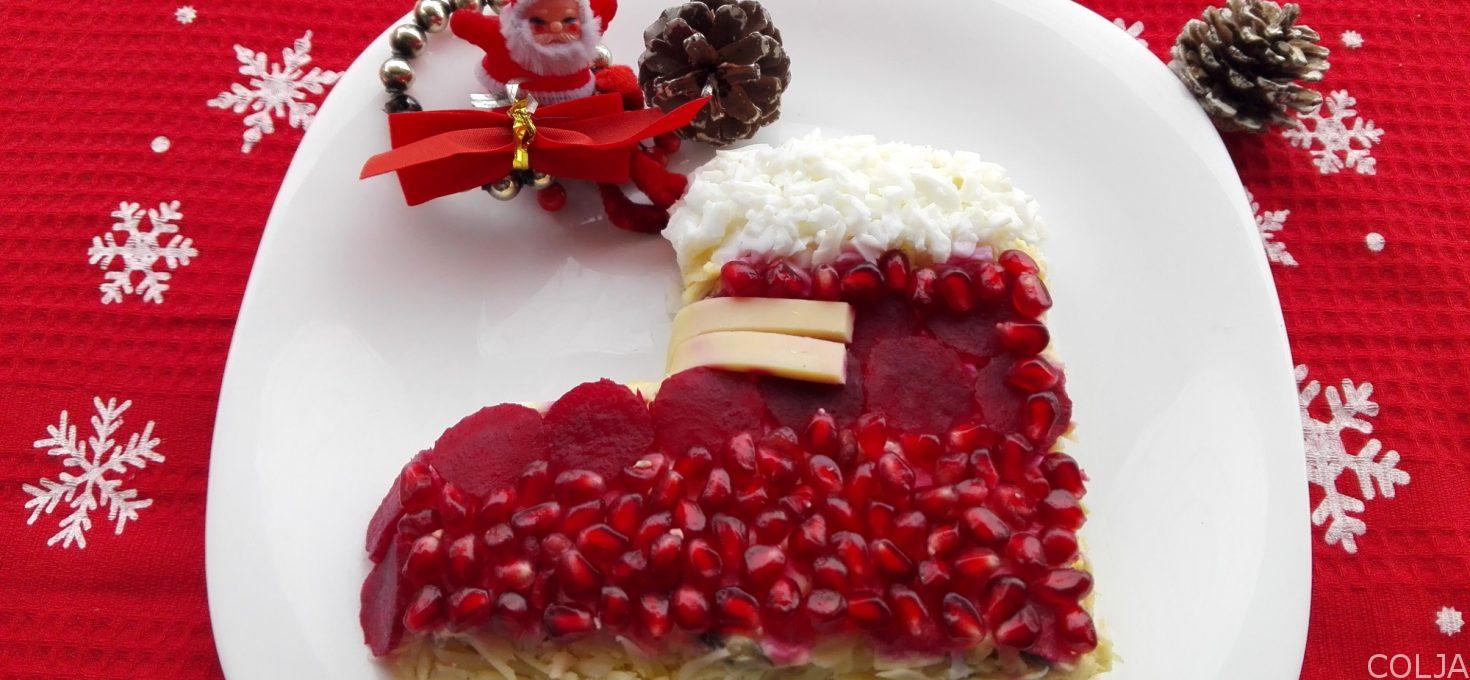 Pileća salata novogodišnja čizma