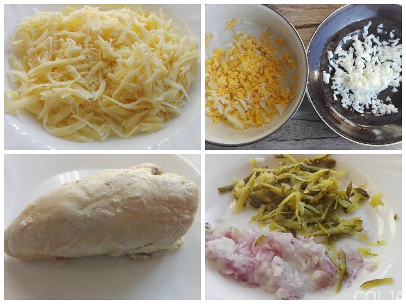 Kolaž novogodišnja čizma pileća salata