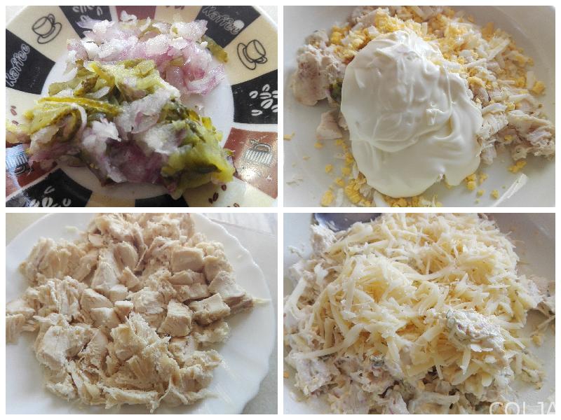 Kolaž novogodišnja čizma pileća salata