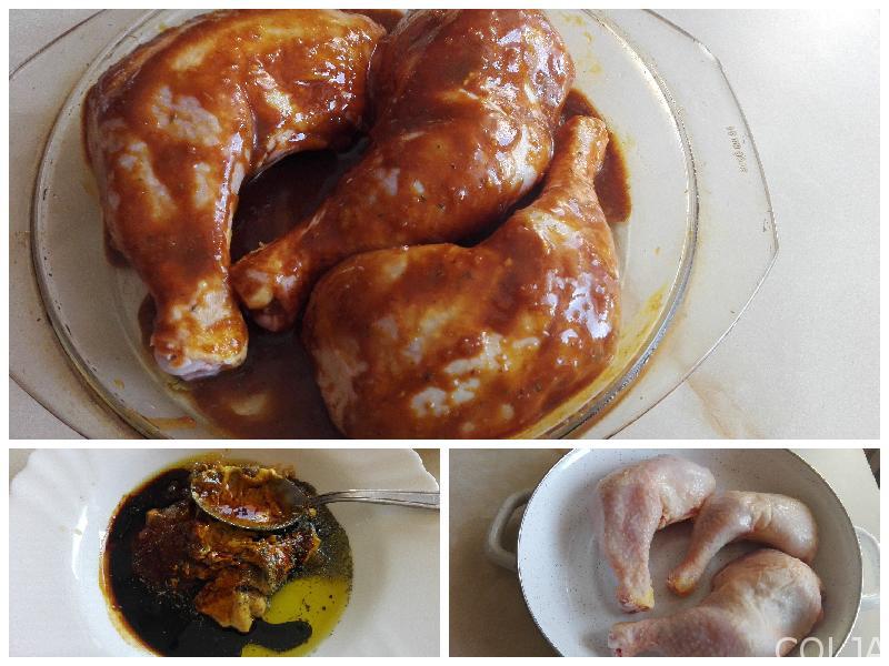 Kolaž pripreme piletine u marinadi