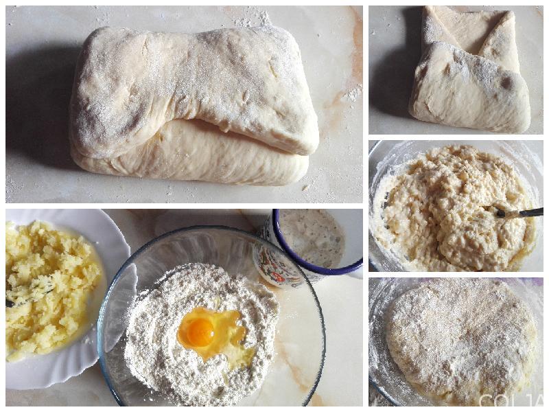 Kolaž pripreme peciva od kuvanog krompira