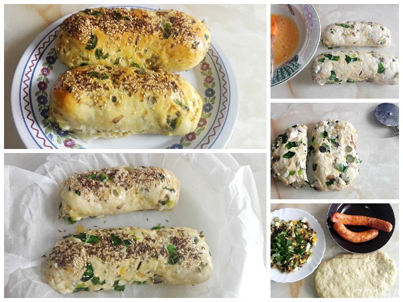 Kolaž kobasice u testu sa nadevom