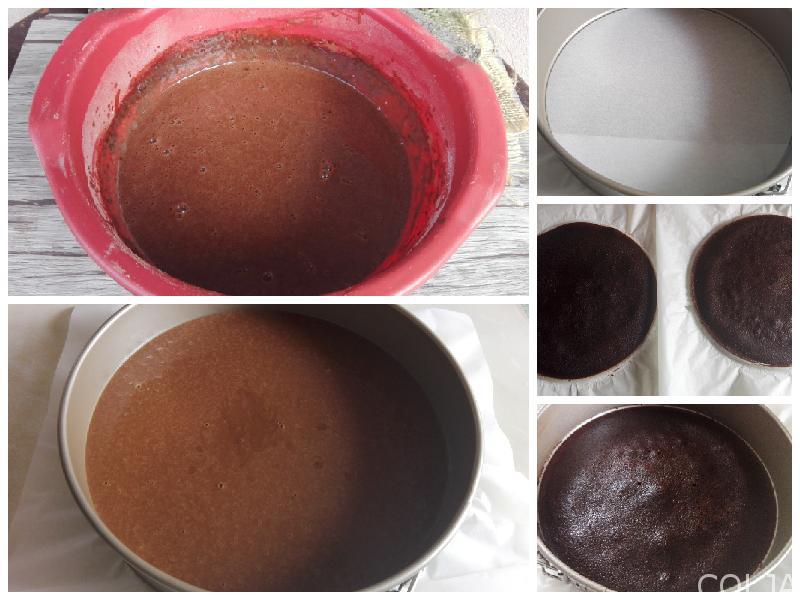 Kolaž pripreme biskvita Bloody Berry torte