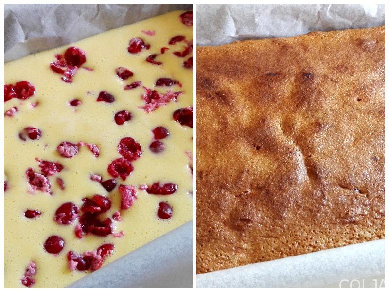 Kolaž priprema kolača sa višnjama