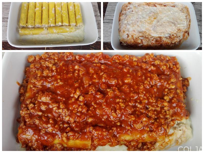 Kolaž 1 kaneloni sa mlevenim mesom
