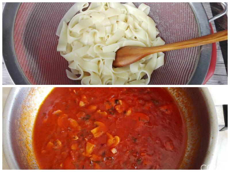 Kolaž testenina sa tunjevinom i šampinjonima