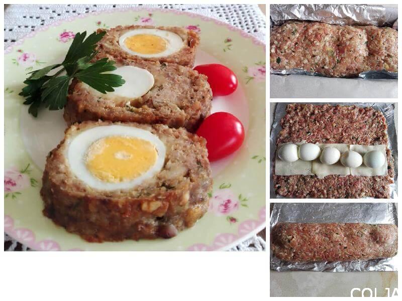 Kolaž priprema rolata od mlevenog mesa