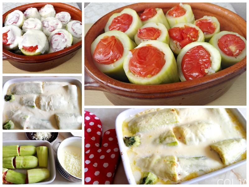 Kolaž punjene tikvice u morne sosu