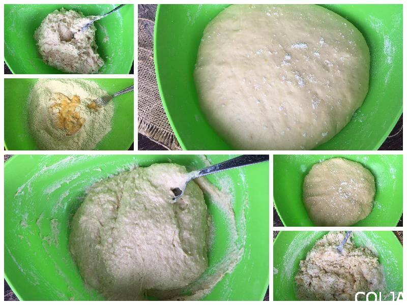 Kolaž priprema testa za cimet rolnice