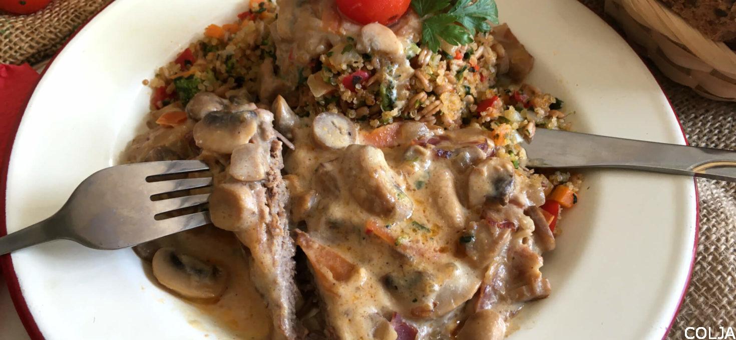 Šnicle sa šampinjonima i belim vinom