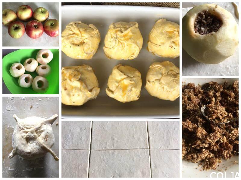 Punjene jabuke u lisnatom testu kolaž