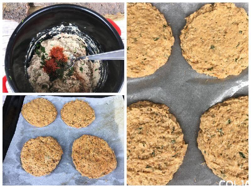 Pljeskavice od tunjevine sa ovsenim pahuljicama kolaž